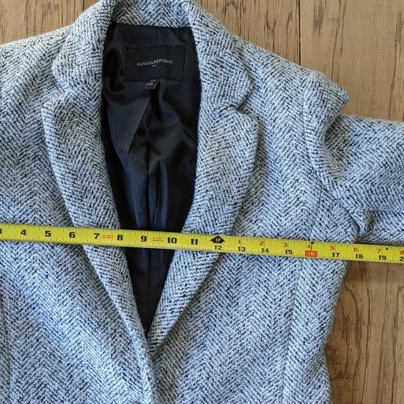 Tweed Black White Herringbone Wool Lined Blazer Jacket 2P 2 Petite XS Small - Picture 6 of 15
